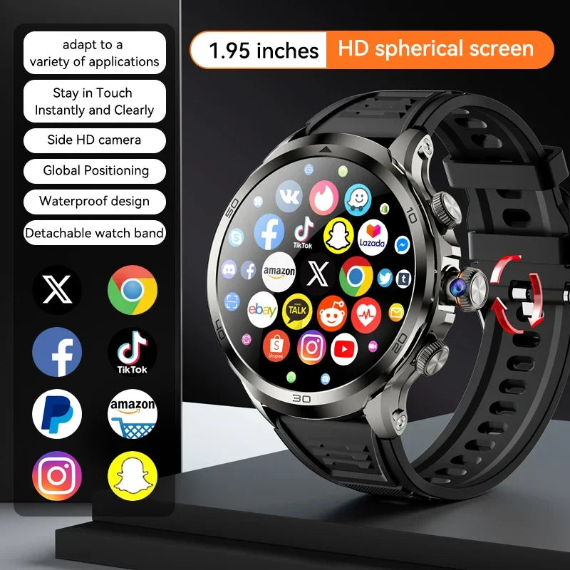 2025 NEW 4G Full Netcom H19 Smartwatch Android System 1.95 Inch 720*720 Amoled Screen 190° Rotating Camera Smart Watch GPS WIFI