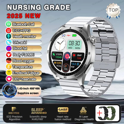 For HUAWEI New ECG+PPG Treatment Smart Watch Uric acid Blood pressure Fat Three High Smartwatch Men Sports HD Call Health Clock
