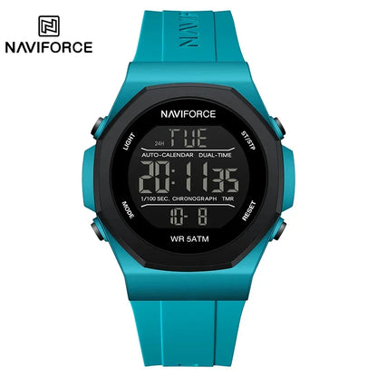 NAVIFORCE Electronic Watches Men LCD Display Waterproof Clock Silicone Strap Luminous Business Man Wristwatch Relogio Masculino