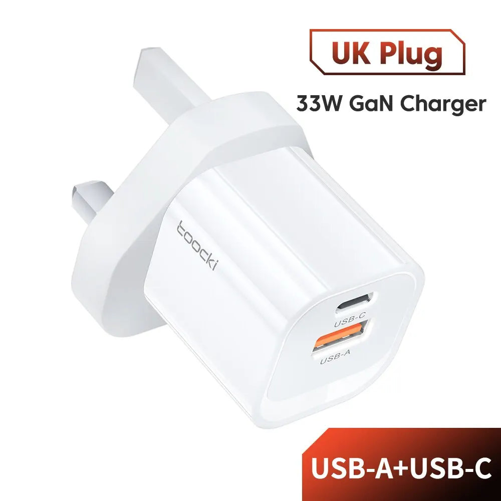 Toocki GaN USB Type C Charger Portable High Speed Charger for iPhone Xiaomi 13 Oneplus Realme PD3.0 QC3.0 PPS Cell Mobile Phone