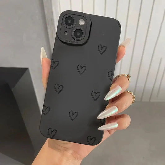Case For iPhone 16 15 Cases iPhone 14 Pro Max Case Love Pattern Phone Case For iPhone 13 12 11 XS X 7 8 Plus Soft Silicone Cover