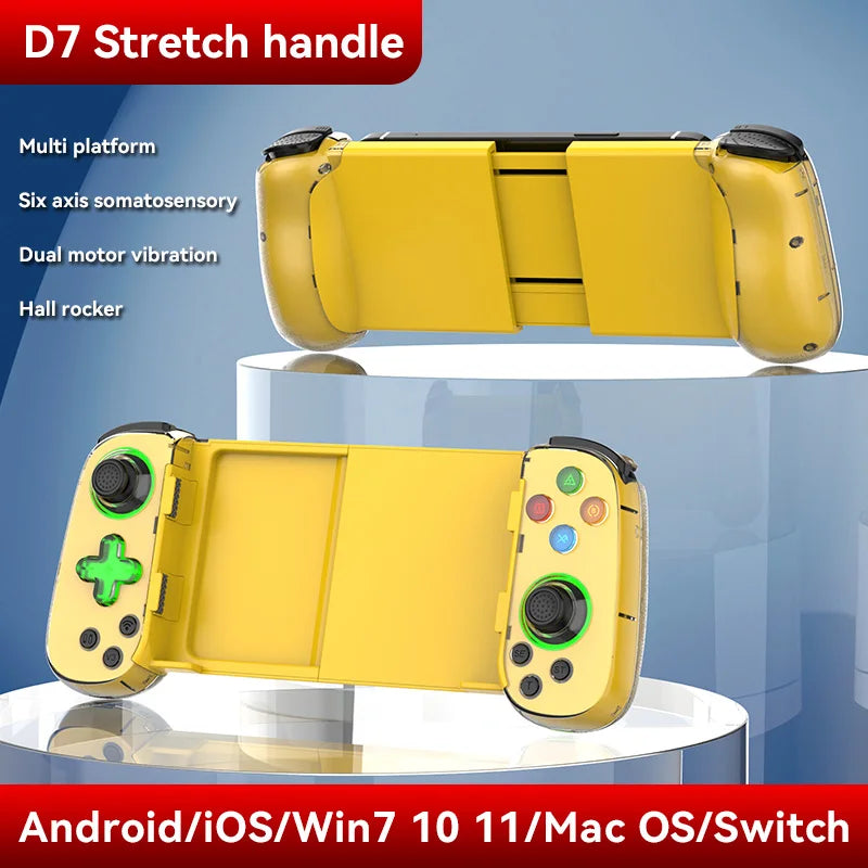 D7 Telescopic Mobile Phone Gamepad Bluetooth 5.0 Type-C Wireless Game Controller Joystick for Android/iPhone /Switch /PS4 /PC