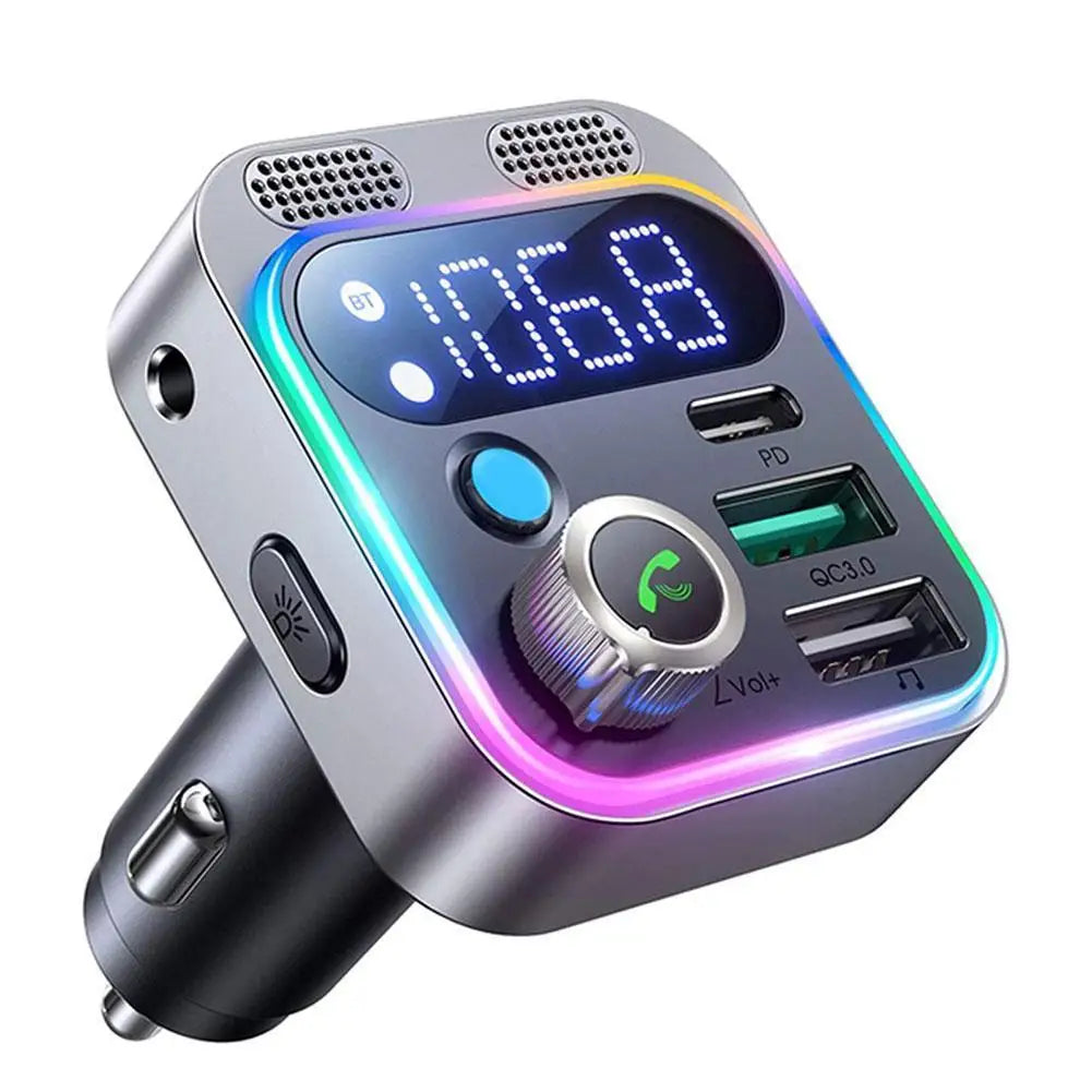 48W  Bluetooth 5.3 FM Transmitter For Car Stronger Dual Mics Deep Bass Sound PD&QC3.0 Car Charger Bt Adapter Fm Transmitter