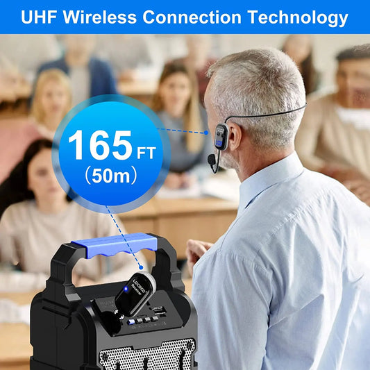 XIAOKOA Wireless Microphone UHF Wireless Mic System with LED Digital Display165 ft Range Microphone for Voice Amplifier