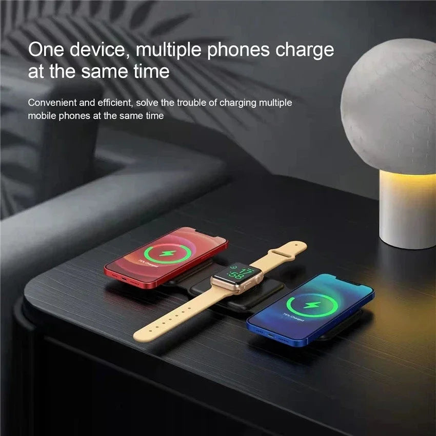 100W 3 in 1 foldable Wireless Charger Pad Stand for iPhone 15 14 13 16Pro Max Airpods iWatch Fast Wireless Charging Dock Station