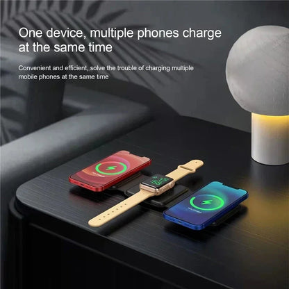 100W 3 in 1 foldable Wireless Charger Pad Stand for iPhone 15 14 13 16Pro Max Airpods iWatch Fast Wireless Charging Dock Station