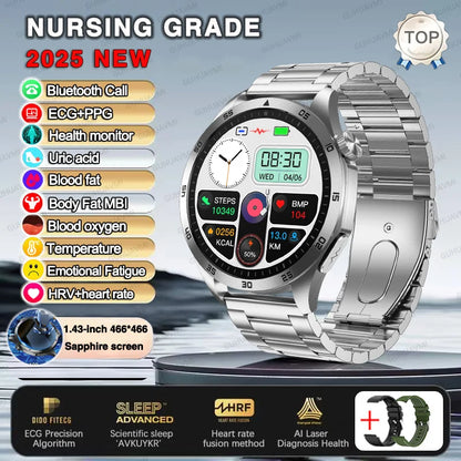 For HUAWEI New ECG+PPG Treatment Smart Watch Uric acid Blood pressure Fat Three High Smartwatch Men Sports HD Call Health Clock